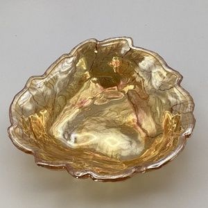 Indiana Glass Loganberry and Leaf Design 7” across Amber Gold
